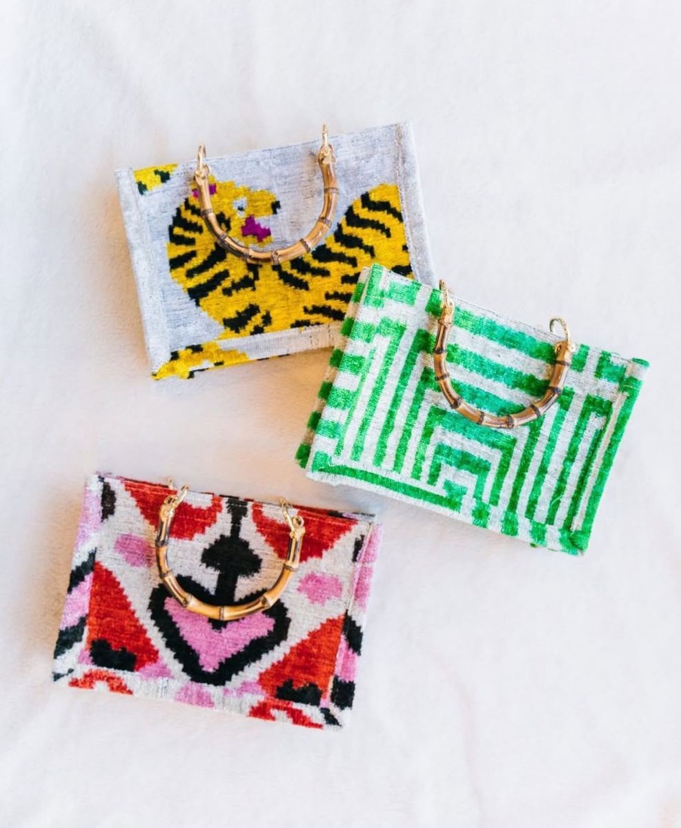 Small Bamboo Ikat Tote Bag