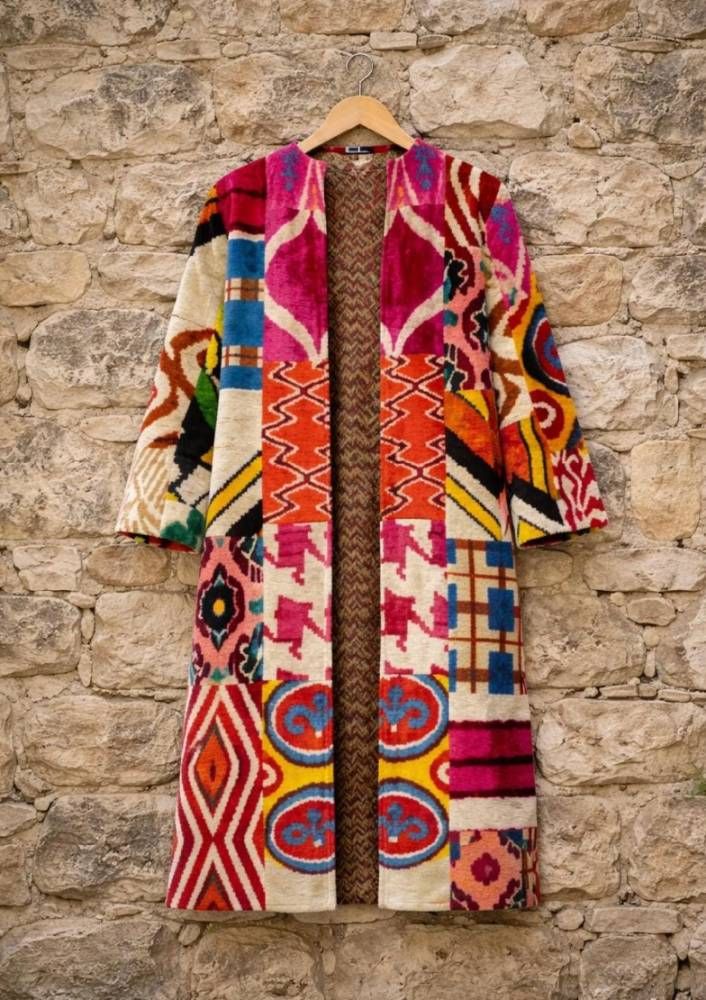 Patchwork Silk Ikat Kaftan