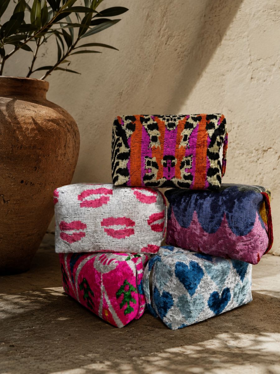 Ikat Velvet Makeup Bag
